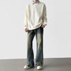 Pantalones Estilo Americano para Hombre Primavera y Otoño Nuevos Streetwear Jeans Negros de Pierna Ligeramente Acampanada Pantalones Rectos Ajustados para Hombre