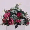 Flor artificial estilo europeo en forma de bola diseño de escenario de boda guía de camino flor columna romana columna cuadrada portavelas decoración de mesa flor de seda flor artificial