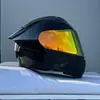 Casco Abierto de Motocicleta Ff Casco de Motocicleta de Media Temporada con Doble Lente Casco Integral de Motocicleta para Hombre y Mujer Vehículo Eléctrico