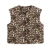 Comercio exterior transfronterizo ropa de mujer al por mayor otoño nuevo sin mangas ajustado de un solo botón estampado de leopardo blogger europeo y americano chaleco chaleco