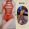 Lingerie Sedutora com Design Transparente Vazado, Conjunto de Roupa de Rede Apaixonada Body-Hugging Tamanho Plus Size Rasgável, Tamanho Grande, Rasgável