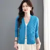 Cardigã de Tricô Feminino para Primavera e Outono 2026 Novo Estilo para Mães de Meia-Idade, Peça de Roupa Externa Elegante e Estilosa, Casaco Suéter Vermelho