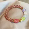 Pulsera Fresca Tianshi de Cristal de Fresa y Cristal Blanco con Costuras Pulsera de Ágata Fuente de Sal y Pixiu Pulsera Fresca Versátil