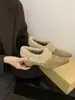 Mocasines de tacón alto con punta para mujer, para otoño e invierno, con forro de felpa, diseño retro de bosque y tacón oculto
