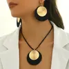 Europa y Estados Unidos transfronterizo nueva personalidad malla redonda pastel colgante collar femenino temperamento simple textura redonda marca de marca cadena de cuerda conjunto