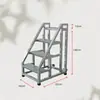 Escada de Degraus Espessada para Armazém, Casa e Uso Industrial, com Corrimãos, Três ou Quatro Degraus, com Rodas, Escada de Escalada Móvel