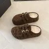 Sandalias Birkenstock de Suela Gruesa Otoño/Invierno con Hebilla Doble Dorada para Mujer 2026 Retro Gamuza Suela Suave Slip-on Perezoso Casual Versátil Zapatillas de Algodón