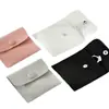 Stock Listo de Fábrica Venta al por Mayor Portátil Viaje Almacenamiento Botón de Presión Microfibra Terciopelo Bolsa Anillo Collar Pulsera Almacenamiento Bolsa de Embalaje