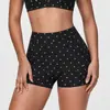 Shorts de corrida de três quartos com estampa de bolinhas para levantar o quadril e apertar o abdômen, shorts de sete oitavos, shorts, sutiã de alça única esportivo, conjunto de roupa de yoga, conjunto feminino