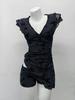 Traje de baño Vestido Floral Azul Vintage para Mujer Sexy Escote en V Manga Corta Ajustado Ajustado Traje de Baño para Aguas Termales