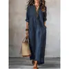 Nova Roupa Feminina de Comércio Exterior, Moda Europeia e Americana Transfronteiriça, Design Listrado com Decote V, Elegante Vestido Fashion Soltinho