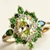Yanbai Transfronterizo Bosque Verde Estilo Exquisita Fresca Joyería Retro Exquisita Lujo Ligero Circonita Anillo para Mujer Estilo Palacio Estilo Europeo y Americano