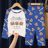 Pijama Infantil Capivara para Meninos, Crianças Médias e Grandes, Calças de Manga Comprida para Meninas, Conjunto de Roupa de Casa de Desenho Animado do Sudeste Asiático