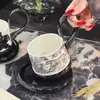 Taza de Café y Platillo de Cerámica Negra Creativa con Diseño de Tigre Francés de Alto Nivel, Taza Exquisita de Gama Alta para el Té de la Tarde