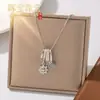 Colar de borla de diamante com esmalte de gota de luxo leve estilo francês microincrustado para mulheres, corrente de clavícula doce de dopamina da moda de alta qualidade