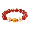 Pulseira de Ágata Vermelha com Doze Signos do Zodíaco, Três Harmonias e Três Estranhezas, Pulseira da Sorte para o Ano do Cavalo Casal, Atacado