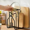 Estante para Tapa de Olla sin Taladro Estante de Almacenamiento Hogareño Encimera Estante para Tabla de Cortar Estante de Almacenamiento para Tabla de Cortar Soporte para Espátula Cocina