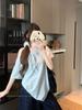 Camiseta Holgada de Estilo Perezoso con Hombro Caído Blanco de Manga Corta para Mujer Diseño de Verano Nicho Fuera del Hombro Lazo Top Casual Suelto