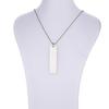 Collar con colgante de acero inoxidable, liso, cuadrado, largo, con cadena de cuentas redondas y letras personalizadas, disponible en stock.
