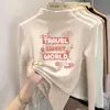 Ropa interior base con forro polar para niñas, nueva colección otoño/invierno 2026, estilo coreano, moderna, para niños mayores, cuello semi-alto, camiseta de manga larga con forro polar