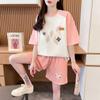 Estampado de Letras de Nicho talla grande Traje Caliente Verano Nuevo Adelgazante Combinación Versátil de Manga Corta y Shorts Conjunto de Dos Piezas para Mujer