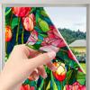 BL191 Cross-border Tulip Flower Adesivo de vidro eletrostático Decoração para casa Tweed Glass Filme de emenda sem costura
