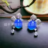Pendientes de gota de crisoprasa incrustada, pendientes de hebilla de paz de crisoprasa blanca, estilo nicho, pendientes de jade de crisoprasa de lujo ligero