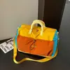 Bolsa Transversal Expansível Patchwork Color Block Estilo Coreano Jovem Energética Grande Capacidade Bolsa de Ginástica Mala para Volta às Aulas de Estudante