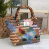 Bolso Cesta Tejida Retro de Perro Salchicha Bolso de Mano Nuevo Versátil para Viajes Diarios Bolsa de Regalo Bolso para Vacaciones en la Playa para Mujer
