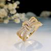 Anillo de lazo de circonita con microincrustaciones, de gran oferta europea y americana, moderno, personalizado, ligero, de lujo, para damas, estilo joyería.
