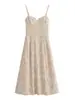 Vestido midi de tirantes para mujer, nuevo estilo europeo y americano de verano, con bordado de flores 68821