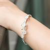 Pulsera creativa plateada con flor de ciruelo abierta y flor de cerezo para mujer, pulsera retro de flores de dos colores, joyería de plata hecha a mano, joyería personalizada al por mayor