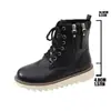 Botas de nieve gruesas de suela plana de talla grande para mujer, con cordones, forradas de felpa, engrosadas, zapatos de algodón cálidos, nuevos zapatos de algodón de moda para otoño e invierno