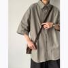 Marca de Moda Japonesa Retro Verano Ropa de Trabajo Camisa de Bolsillo para Hombre Juvenil Combinable Solapa Casual Camiseta de Manga Corta