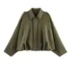 Em estoque 2026 AliExpress transfronteiriço moda feminina europeia e americana jaqueta aviador com mangas morcego, top casual com zíper para mulheres