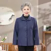 Nueva ropa de otoño para mujer de talla grande para mediana edad y mayores, abrigo de longitud media para abuela de 70 años, top vintage con solapa para personas mayores