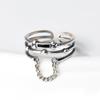 Anillo de Cadena Cuadrada Celebridad de Internet Ins Trendy Estilo Frío Moda Versión Ancha Multicapa Cadena Rectangular Negra Anillo de Dedo