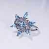 Juego de Joyería de Boda Clásico Copo de Nieve con Zircón Azul para Mujer, Aretes, Collar y Anillo de Tres Piezas Transfronterizo Europeo y Americano