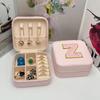 Joyero con letras creativas, portátil, estilo ins, para viajes, anillos, pendientes, collares, pendientes, caja de almacenamiento de joyas para las orejas