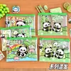 Carpeta de archivos de panda de dibujos animados, tamaño A5, organizador de papelería con patrón de cuadrícula, pequeño regalo, bolsa de papelería elegante con temática de panda para estudiantes
