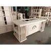 Mesa de Té Blanca Lisa Silla Combinación Integrada Estilo Antiguo Chino Simple Mesa de Té de Madera Maciza Juego de Té Mesa Estación de Preparación de Té