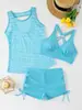 2026 Novo Maiô Transfronteiriço Renda Malha Dividido Conjunto de Biquíni Tankini para Mulheres Bikini Conjunto de Três Peças Tankini
