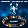 Pulsera de los Doce Constelaciones Más Vendida Transfronteriza Pulsera Explosiva Temu Piedra Natural Piedra Negra Piedra Ojo de Tigre Pulsera de Perlas para Hombre