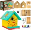 Nido de pájaro de madera transfronterizo puede ser casa de pájaros DIY material color primario se puede colgar nido de pájaro pequeño alimentador de pájaros decorativo nido de pájaro