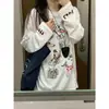 Blusa Estampado Animal Estilo American Graffiti Camiseta Ligeramente Transparente de Manga Larga para Mujer Verano 2025 Estilo Perezoso Letra Protector Solar