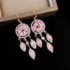 Pendientes Redondos Geométricos con Borlas de Zircón Estilo Palacio Francés, Sensación de Lujo Ligero y Gama Alta, Ganchos para Orejas de Diseño Único, Pendientes de Nicho para Mujer