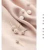Aretes de Bola de Perla Sintética de Plata Nalan s925 para Mujer Elegantes Simples Mini Aretes de Flor de Burbuja G7849