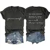 Camiseta de Talla Grande 100 kg con Estampado Creativo de Letras, Cuello en V y Manga Corta para Mujer, Top de Moda y Versátil para Verano