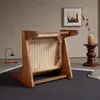 Cadeira de Lazer em Madeira Maciça Estilo Retro Wabi-Sabi, Design Simples de Alta Qualidade, Cadeira Sofá de Corda Única para Sala de Estar de Hotel B&B
