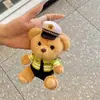 En Stock Oso de Tráfico Colgante Muñeco Accesorio para Mochila Motocicleta Pequeño Peluche de Policía Oso de Fuego Logo Personalizado